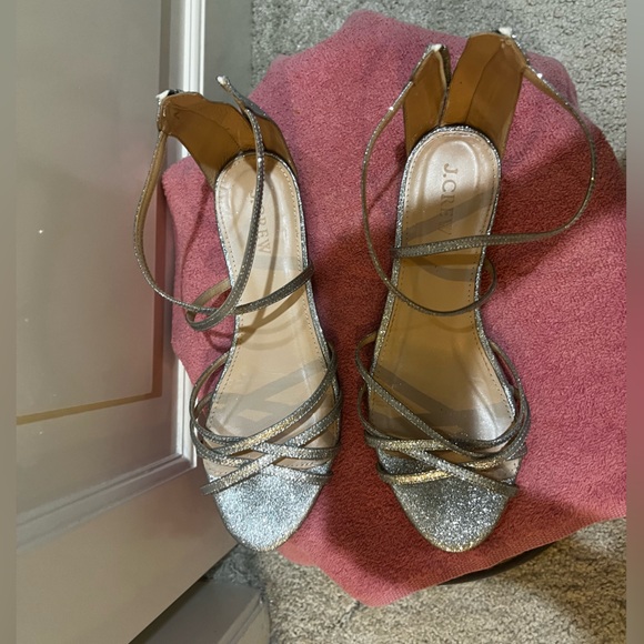 J. Crew Silver Metallic Strappy Sandals - Picture 2 of 5